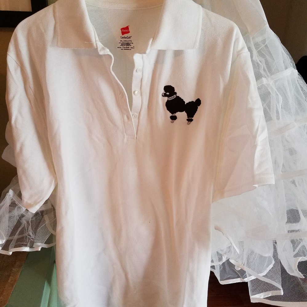 Size 2xl Dark Pink Poodle Skirt & shirt & acces.